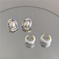 Retro Enamel Oval Button Earrings Wholesale Nihaojewelry main image 3