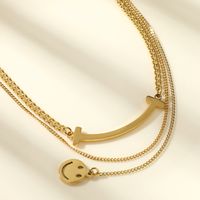 Double Layer Smiley Face Pendant Necklace Wholesale Nihaojewelry main image 3