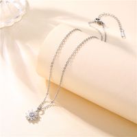 Snowflake Inlaid Zircon Copper Pendant Stainless Steel Chain Necklace Wholesale Nihaojewelry main image 4