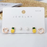 Korean Simple Combination Fruit Geometric Inlaid Zircon Earrings Wholesale Nihaojewelry main image 4