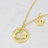 Star Moon Zircon Pendant Stainless Steel Necklace Wholesale Nihaojewelry main image 1