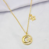 Star Moon Zircon Pendant Stainless Steel Necklace Wholesale Nihaojewelry main image 3