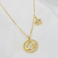 Star Moon Zircon Pendant Stainless Steel Necklace Wholesale Nihaojewelry main image 5