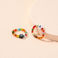 Korean Fashion Letter Color Beads Ring Set Wholesale Nihaojewelry main image 3
