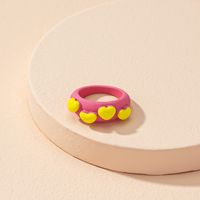 Korean Contrast Color Heart Alloy Ring Wholesale Nihaojewelry main image 3