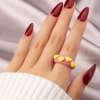 Korean Contrast Color Heart Alloy Ring Wholesale Nihaojewelry main image 5