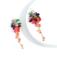 Color Crystal Flower Long Fringed Earrings Wholesale Jewelry Nihaojewelry main image 3