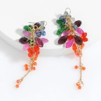 Color Crystal Flower Long Fringed Earrings Wholesale Jewelry Nihaojewelry main image 4