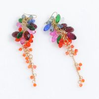 Color Crystal Flower Long Fringed Earrings Wholesale Jewelry Nihaojewelry main image 5