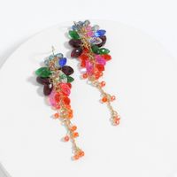 Color Crystal Flower Long Fringed Earrings Wholesale Jewelry Nihaojewelry main image 6