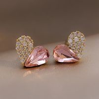 Fashion Small Crystal Diamond Heart Earrings Wholesale Nihaojewelry main image 1