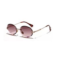 Vintage Oval Sunglasses Crystal Texture Glasses Frameless Sunglasses sku image 3