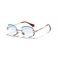Vintage Oval Sunglasses Crystal Texture Glasses Frameless Sunglasses sku image 4