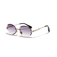 Vintage Oval Sunglasses Crystal Texture Glasses Frameless Sunglasses sku image 5
