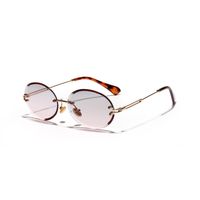 Vintage Oval Sunglasses Crystal Texture Glasses Frameless Sunglasses sku image 6
