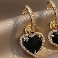 Retro Heart Inlaid Rhinestone Geometric Earrings Wholesale Nihaojewelry main image 5