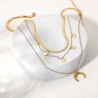 Mondscheibe Anhänger Edelstahl Vergoldet Mehrschichtige Halskette Großhandel Nihaojewelry main image 2