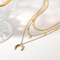 Moon Disc Pendant Stainless Steel Gold-plated Multi-layer Necklace Wholesale Nihaojewelry main image 3