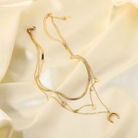 Mondscheibe Anhänger Edelstahl Vergoldet Mehrschichtige Halskette Großhandel Nihaojewelry main image 4