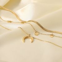 Moon Disc Pendant Stainless Steel Gold-plated Multi-layer Necklace Wholesale Nihaojewelry main image 5