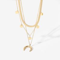 Mondscheibe Anhänger Edelstahl Vergoldet Mehrschichtige Halskette Großhandel Nihaojewelry main image 6