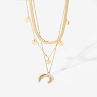 Moon Disc Pendant Stainless Steel Gold-plated Multi-layer Necklace Wholesale Nihaojewelry main image 6