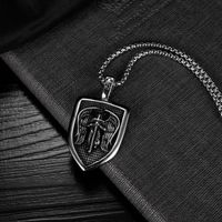 Retro Shield Carved Pendant Stainless Steel Necklace Wholesale Nihaojewelry main image 3