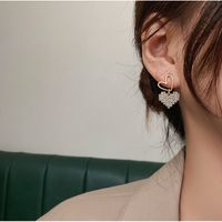 Boucles D&#39;oreilles Creuses Double Coeur Coréen En Gros Nihaojewelry main image 3