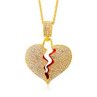 Retro Diamond Broken Heart Pendant Clavicle Chain Necklace Wholesale Jewelry Nihaojewelry main image 2