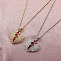 Retro Diamond Broken Heart Pendant Clavicle Chain Necklace Wholesale Jewelry Nihaojewelry main image 3