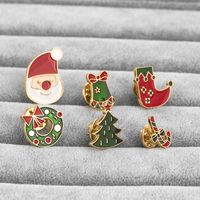 Weihnachtsserie Weihnachtsmann-kranz-baumsocken Tropfende Brosche Großhandel Nihaojewelry main image 4