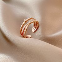 Simple Inlaid Zircon Cross Ring Opening Copper Ring Wholesale Nihaojewelry main image 1