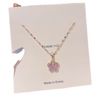 Korean Flash Diamond Crystal Zircon Flower Pendant Titanium Steel Necklace Wholesale Nihaojewelry main image 1