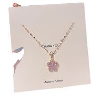 Korean Flash Diamond Crystal Zircon Flower Pendant Titanium Steel Necklace Wholesale Nihaojewelry main image 2