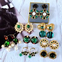 Vintage Fashion Pearl Glass Jade Drip Glaze Earrings Wholesale Nihaojewelry main image 1