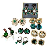 Vintage Fashion Pearl Glass Jade Drip Glaze Earrings Wholesale Nihaojewelry main image 3