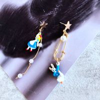 Fashion Diamond Heart Resin Asymmetric Oil Drip Inlaid Rhinestone Earrings Wholesale Nihaojewelry main image 5