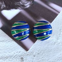 Vintage Green Drip Glaze Enamel Stone Pearl Earrings Wholesale Nihaojewelry main image 4