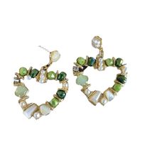 Vintage Green Drip Glaze Enamel Stone Pearl Earrings Wholesale Nihaojewelry main image 5