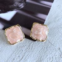 Fashion Pink Drip Glaze Glass Gem Stone Geometric Earrings Wholesale Nihaojewelry main image 5
