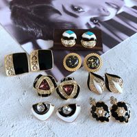Vintage Oil Drip Glaze Enamel Rhinestones Color Matching Geometric Earrings Wholesale Nihaojewelry main image 1
