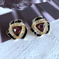 Vintage Oil Drip Glaze Enamel Rhinestones Color Matching Geometric Earrings Wholesale Nihaojewelry main image 5