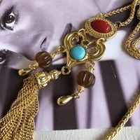 Vintage Turquoise Tassel Long Necklace Heart Stud Earrings Wholesale Nihaojewelry main image 4