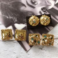 Retro Geometric Pearl Diamond Earrings Wholesale Nihaojewelry main image 3