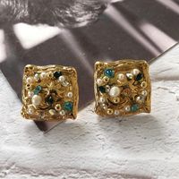 Retro Geometric Pearl Diamond Earrings Wholesale Nihaojewelry main image 4