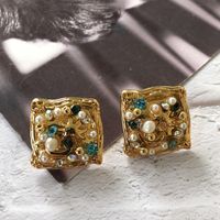 Retro Geometric Pearl Diamond Earrings Wholesale Nihaojewelry main image 5