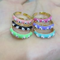 Fashion Color Dripping Oil Eye Opening Adjustable Copper Ring Wholesale Nihaojewelry main image 4