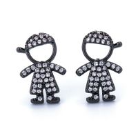 Fashion Cartoon Inlaid Zircon Characters Boy Girl Copper Earrings Wholesale Nihaojewelry main image 5