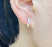 Simple C-shaped Diamond-shaped Oil Drip Enamel Copper Earrings Wholesale Nihaojewelry main image 4