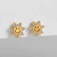 Vintage Fashion Inlaid Zircon Smiley Face Earrings Wholesale Nihaojewelry main image 1
